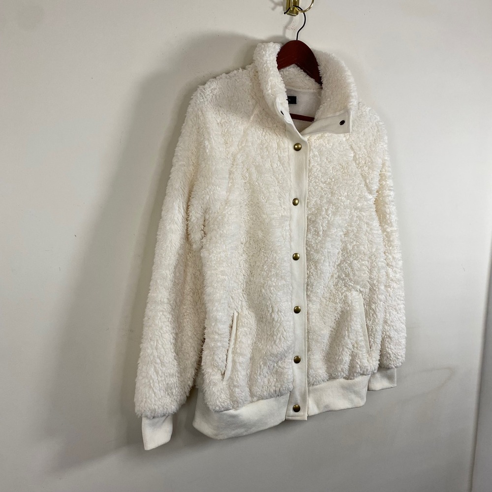 Tecrew Shearling Jacket Button Up White Sherpa Co… - image 3